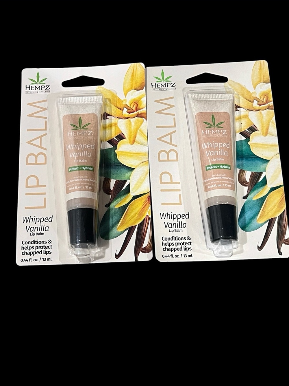 Hempz Whipped Vanilla Lip Balm - Beige & Black Packaging